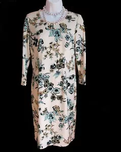 RUFFLED KNIT Dress Size XS 0 2 Floral Off White STRETCH Career Randolph Duke - Picture 1 of 7