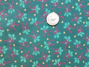 COTTON FABRIC - HOLLY LEAVES ON GREEN BY HALLMARK CARDS  FOR WAUMSETTA -  BTY - Picture 1 of 2