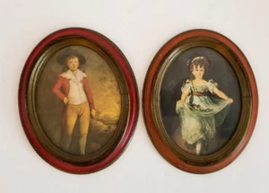 Oval Framed Wall Art Italy 5x7 Victorian Children Plastic Frame O.F.M. - Picture 1 of 12