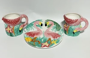 Vintage Set of Lotus Flamingo Mugs and 8” Plate 1997 - Picture 1 of 18