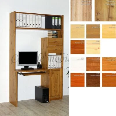 Massivholz Schreib-tisch Büro-regal holz schrank DVD System-regale PC-computer - Bild 1 von 4
