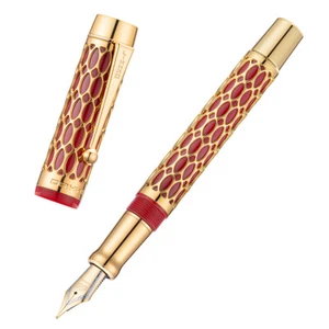 Pluma estilográfica ovalada Jinhao 100 EF/F/M con convertidor, pluma de regalo de resina roja - Imagen 1 de 4