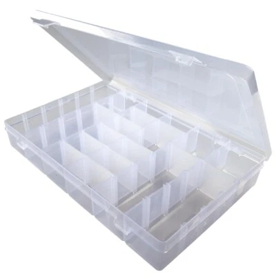 Embroidery Floss & Thread Organizer Box - Clear White Plastic - 17 Compartments - Image 1 of 4