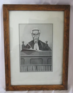Barrister Judge Henry Burton Buckley Lawyer Black & White Print Wood Frame VGUC - Picture 1 of 6