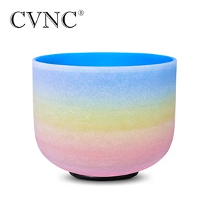 CVNC 432Hz 8 Inch G Rainbow Colored Crystal Singing Bowl Throat Chakra - Imagen 1 de 4