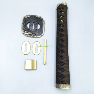 26CM Tsuka Latón Tsuba Fuchi Kashira Habaki F Espada Japonesa Katana Accesorios Foto 1 de 4