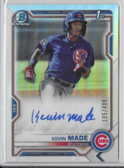 2021 Bowman 1st Chrome Prospect Refractor Auto Kevin Made 105/499 Cubs Nationals