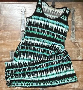 L-Grace Sleeveless Long Maxi Dress Tank-Stretch A-Line-Blue-Green Black Tie Dye - Picture 1 of 20