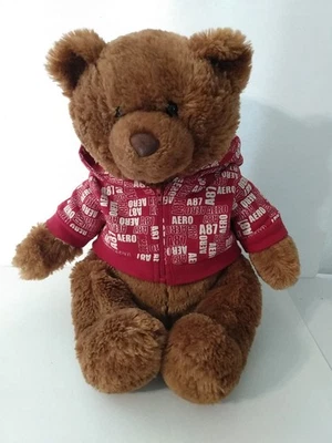 Oso de peluche Aeropostale marrón felpa animal de peluche Aero sudadera con capucha Foto 1 de 4