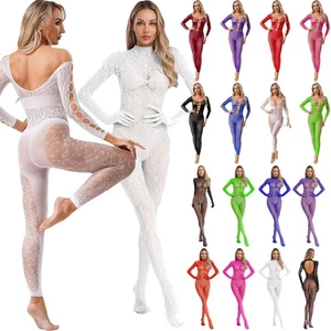 Sexy Body Mono Ropa de club nocturno para mujer Red transparente manga larga - Imagen 1 de 123