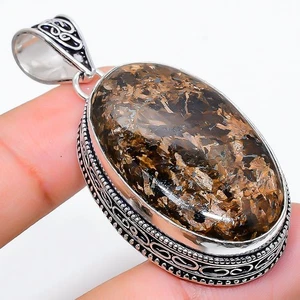 Pendente In Argento Sterling 925 Fatto A Mano In Bronzite 2.17" - Foto 1 di 5