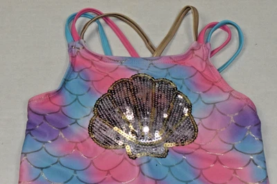 Traje de baño para niñas Betsey Johnson XOX talla 6 2022 lentejuelas concha marina tie dye sirena Foto 1 de 4