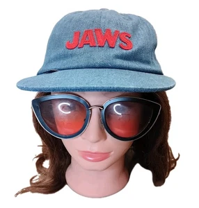 NWT 🦈 JAWS + Dark Seas Limited Edition Adjustable Strapback Denim 6 Panel Hat   - Picture 1 of 9