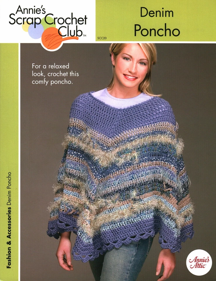 Poncho Denim | Annie's Scrap Crochet Club Moda y Accesorios SCC20 Foto 1 de 1