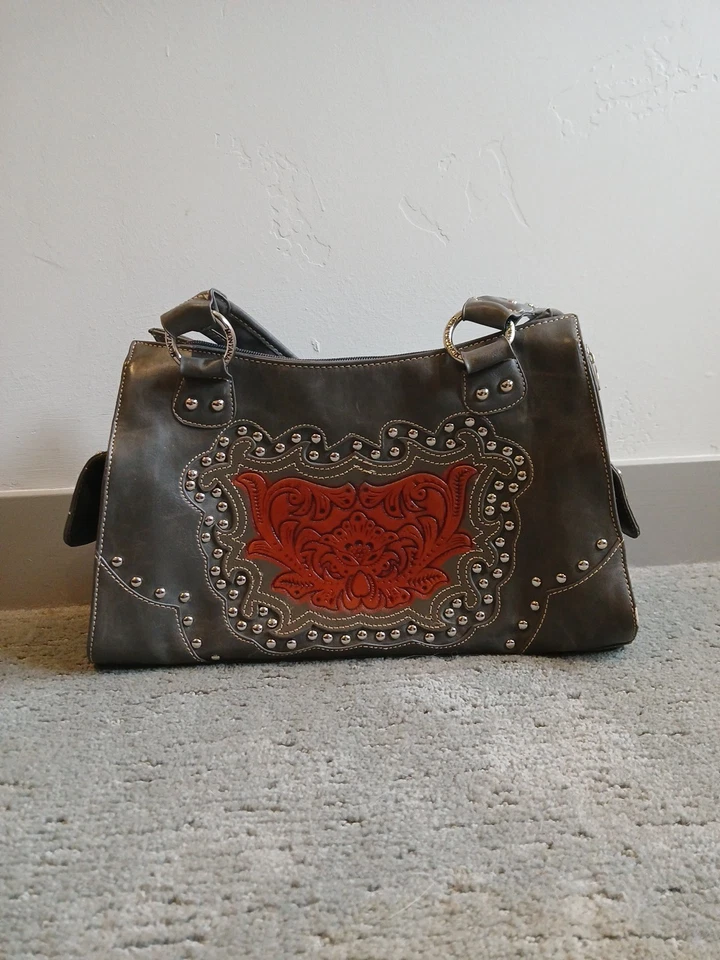 Montana West Bolso de Mano Oculto Gris y Rojo Western Foto 1 de 4