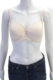 Lise Charmel Womens Bow Accent Lace Trim Detail Bra Light Pink Size 32DDD