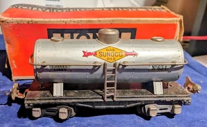Vtg Lionel Prewar O Gauge Tinplate 654 Sunoco Tank Car with Original box - Picture 1 of 8