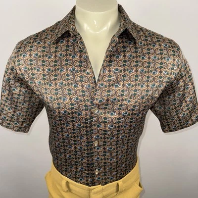 Tori Richard Shirt Mens Large Polyester Disco Club Mod MCM Cabana All Over Print - Image 1 of 4