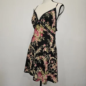 Oscar de la Rental Pink Label Dark Floral Lingerie Slip Dress Sz XL Chinoiserie - Picture 1 of 11