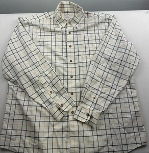 Brooks Brothers 346 Hemd Herren XL creme blau gold kariert Button Down Langarm - Bild 1 von 13