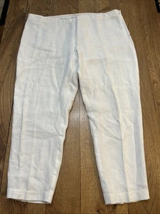 Eileen Fisher 100% Linen White Cropped Pants, Women's XL - Picture 1 of 10