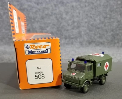 Roco Minitanks HO 1:87 508 UNIMOG U L SAN 1300 AMBULANCE IOB - Image 1 of 4