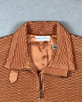 Dana Buchman Mujer Talla 12 L Acolchado Seda Chaleco Chaqueta Vibrante Naranja Melocotón  Foto 1 de 4