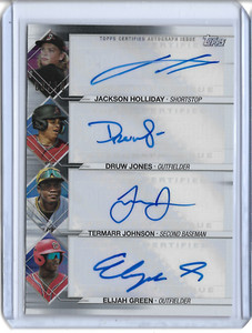 2023 Topps Pro Debut Foil Draftboard Quad Auto Holliday Jones Johnson Green 9/10