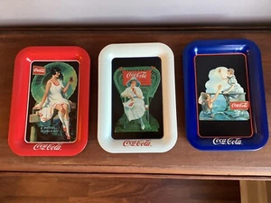Vintage (Set Of 3) Coca Cola Metal Tip Trays Issued 1995 - Picture 1 of 9