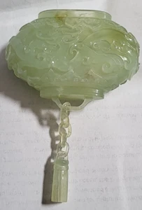 Jadeite Jade Lantern-Shaped Phoenix-Pattern Water Filler 翡翠灯笼形凤凰纹注水器 t1 - Foto 1 di 9