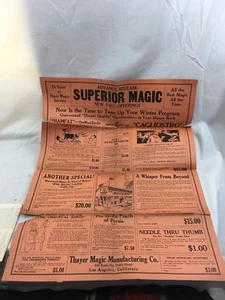 Great Orig. 1930's Thayer's MFG. Co. Magic Supply Fold Out Mailer 24" x 18" - Picture 1 of 12