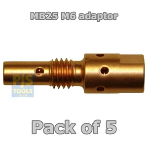 5 x Binzel type MB25 M6 mig torch tip adaptor - Picture 1 of 1