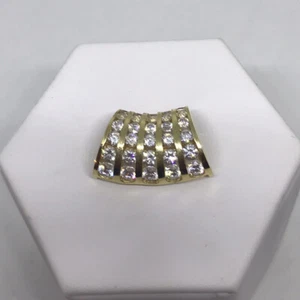 14K Gelbgold Plättchen Anhänger mit Zirkonia Stein Kanal besetzt 5,4 Gramm - Bild 1 von 7