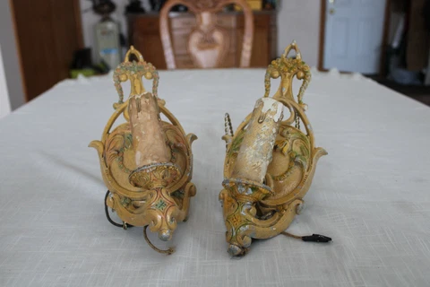 Brandt MFG Co. Art Deco Cathedral  Antique Wall Sconces Set Of 2 Number 103 Cover