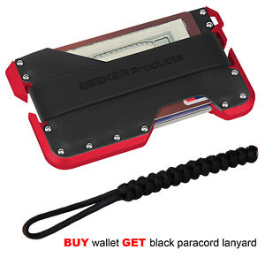 ZEEKER Small RFID Blocking Credit Card Holder Aluminum Men Wallet-Red Metal