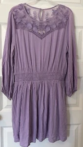 New ENTRO Women’s Purple Midi Dress 3/4 Sleeves Large Cottagecore NWT - Picture 1 of 3