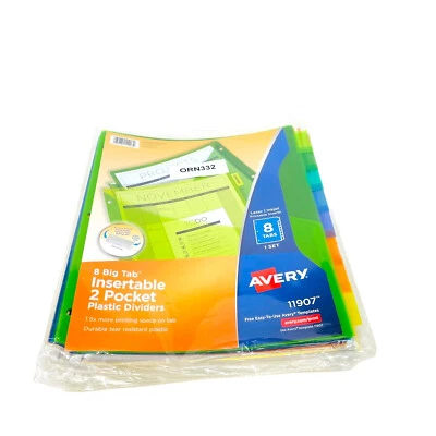 Avery 8-Tab Binder Dividers Insertable Multicolor Big Tabs 3-Hole Punched 15 Pcs - Image 1 of 4