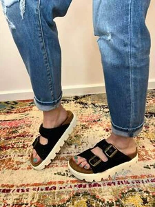 Corky's Footwear Rumor Has It Macrame Raised Slip-on Sandal Shoe- Black - Picture 1 of 12