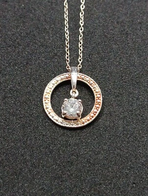 Collar colgante de plata de ley 925 con circonitas RJ 19" Foto 1 de 4