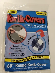 Kwik-Covers 60" (5 Feet) Rd. Fitted Plastic Table Covers - Individually Wrapped - Picture 1 of 2