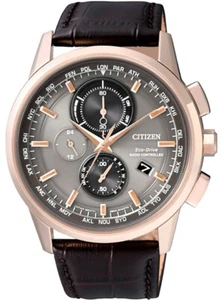 Citizen Eco-Drive Radio Controlled World Time Leather Men's Watch AT8113-12H - Picture 1 of 2