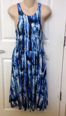 Vestido Felicity & Coco Para Mujer Talla S Azul Blanco Calce Kaley y Acampanado Midi Nuevo Foto 1 de 4