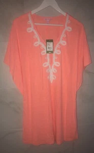Neu Lilly Pulitzer BALLETA COVER UP Papaya Koralle Kleid bestickt Pfirsich Gr. XS - Bild 1 von 9