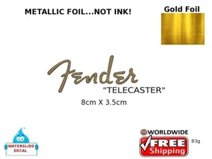 Fender Telecaster Guitar Decal logo Foil Headstock Waterslide Restoration 83g - Picture 1 of 1