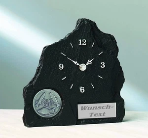 Tisch-Uhr Schiefer-Look Auszeichnung Angler, Angeln mit Wunsch-Gravur! - Bild 1 von 1