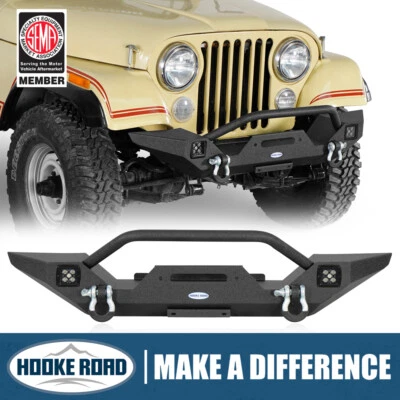 Hooke Road Front Bumper w/ Winch Plate Fit 76-86 Jeep CJ-5 CJ-7 CJ-8 Scrambler - Image 1 of 4