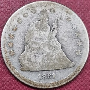 1861 Seated Liberty Quarter 25c Circulated #74628 - Picture 1 of 2