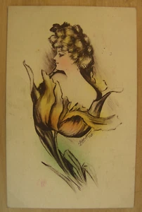 #60 – Antique Litho Postcard – Cobb Shinn Art Card, Victorian Beauty in Bloom - Picture 1 of 4