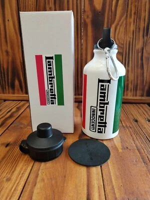 Aluminium drinks bottle with 2 lids and carabiner clip Lambretta theme - Image 1 of 3