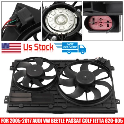 Radiator Condenser Cooling Fan Assembly For Volkswagen Jetta 05-10 Audi A3 06-13 Foto 1 de 4